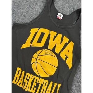 VTG Iowa Basketball Tank Top Shirt USA Made Black Yellow Size Small